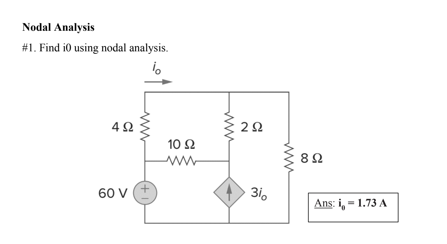 Solved Nodal Analysis 1 Find I0 Using Nodal Analysis