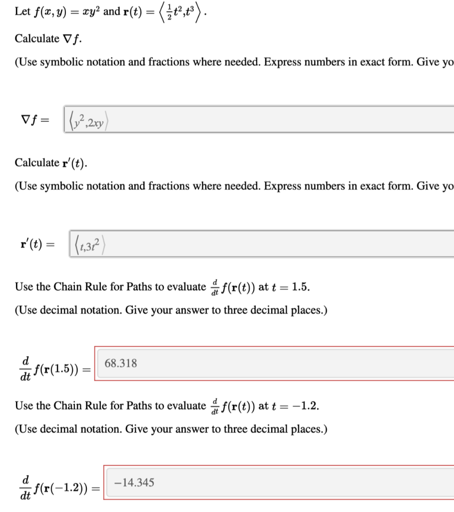 Solved Let F X Y Xy2 And R T Calculate Vf Use