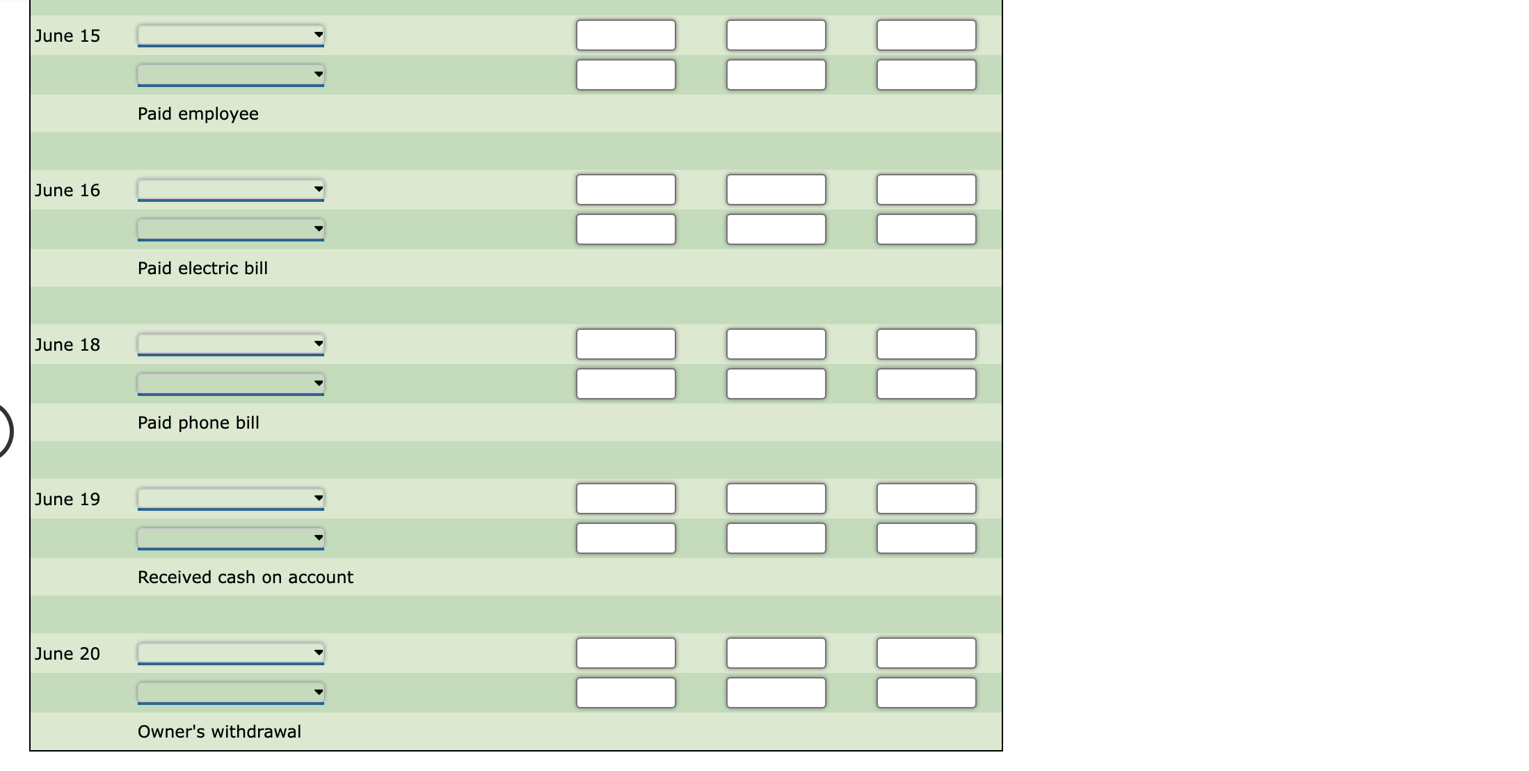 1. Journalize the transactions for June in a | Chegg.com