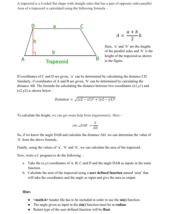 Solved 4. A trapezoidal door with parallel sides 8 m and 4