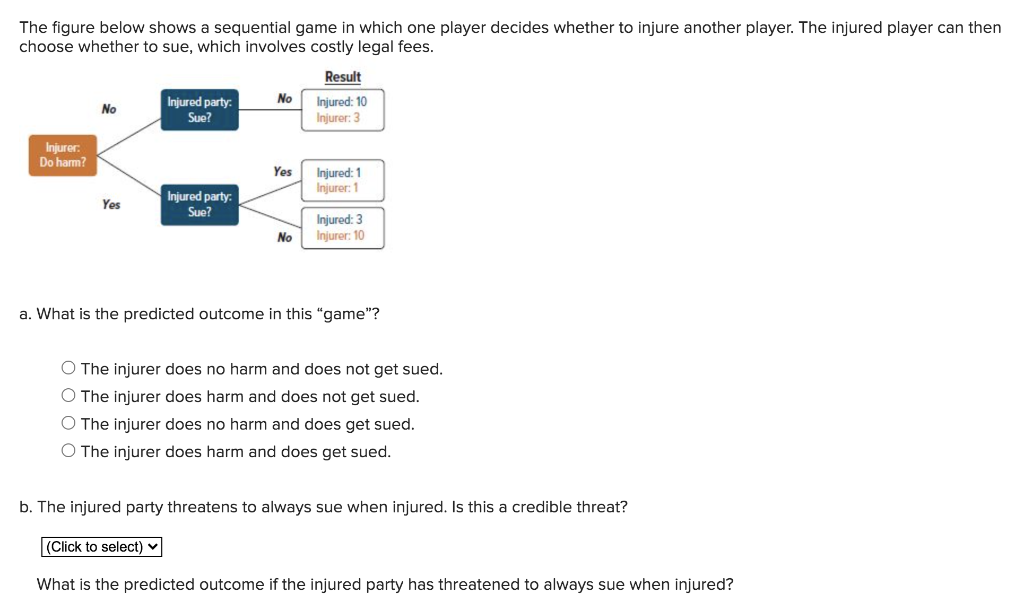 Solved The figure below shows a sequential game in which one | Chegg.com