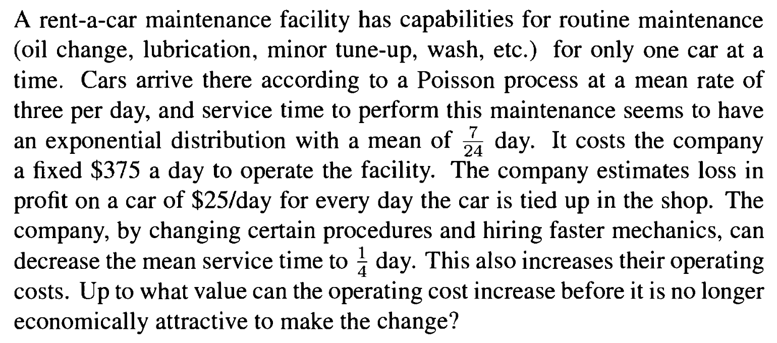 Solved A Rent-a-car Maintenance Facility Has Capabilities | Chegg.com