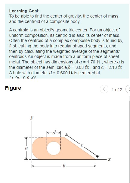 Solved Learning Goal: To be able to find the center of | Chegg.com