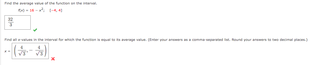 Solved Find the average value of the function on the | Chegg.com