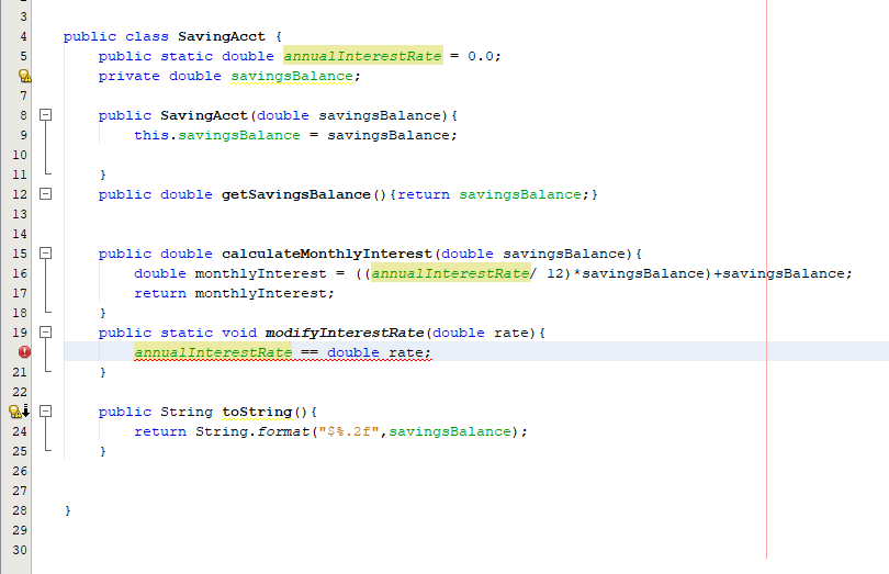 Solved JAVA ... create class SavingAcct, use a static | Chegg.com