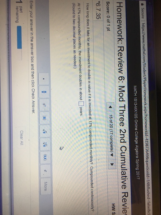 Solved How long does it take for an investment to double in