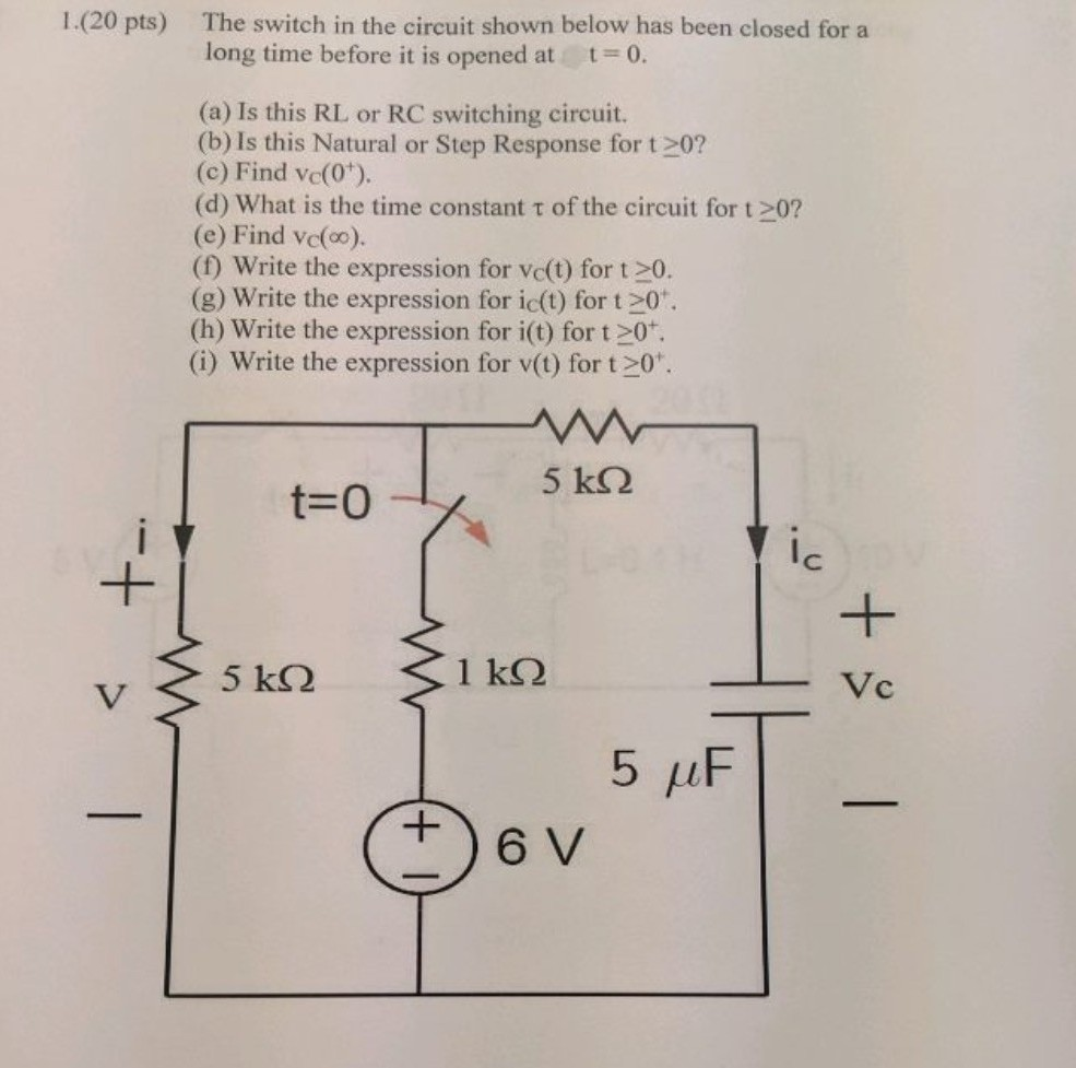 Solved 1 Pts The Switch In The Circuit Shown Below H Chegg Com