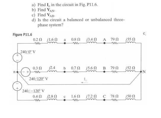 Solved a) Find I, in the circuit in Fig. P11.6. b) Find VAN | Chegg.com