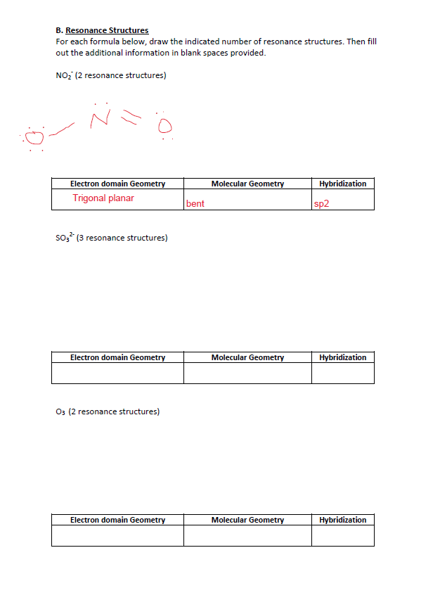 Solved B. Resonance Structures For Each Formula Below, Draw | Chegg.com