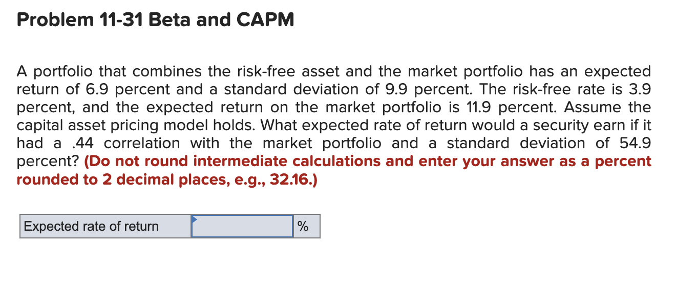 Solved A Portfolio That Combines The Risk free Asset And The Chegg