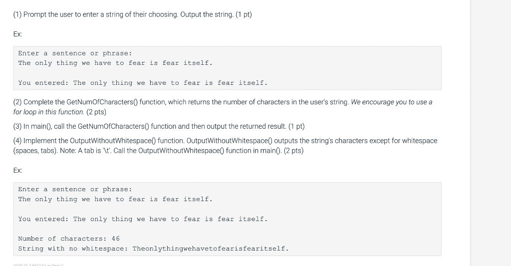 Solved (1) Prompt the user to enter a string of their | Chegg.com