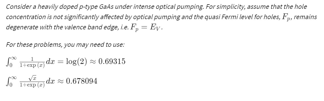 Solved Consider a heavily doped p-type GaAs under intense | Chegg.com