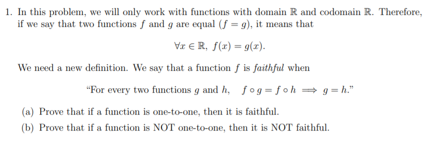 Solved 1. In this problem, we will only work with functions | Chegg.com
