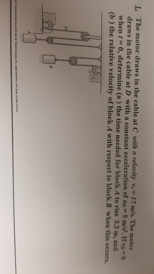 Solved 1. The Motor Draws In The Cable At C With A Velocity | Chegg.com