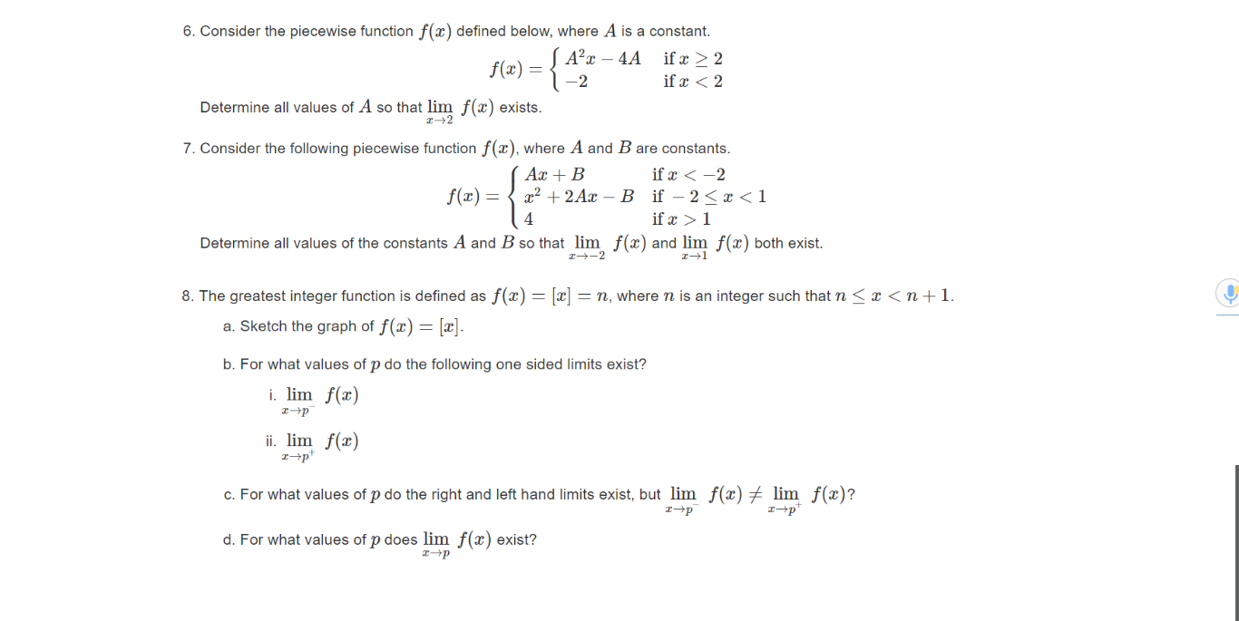Solved 6. Consider the piecewise function f(x) defined | Chegg.com