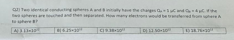 Solved Q2) Two Identical Conducting Spheres A And B | Chegg.com