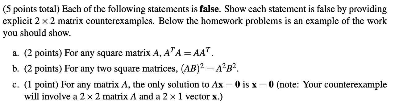 Solved (5 points total) Each of the following statements is | Chegg.com