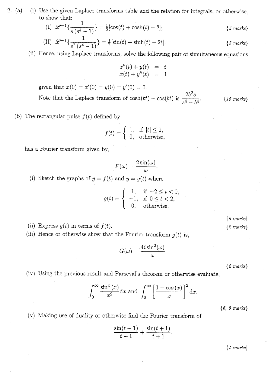 Solved (a) (i) Use the given Laplace transforms table and | Chegg.com