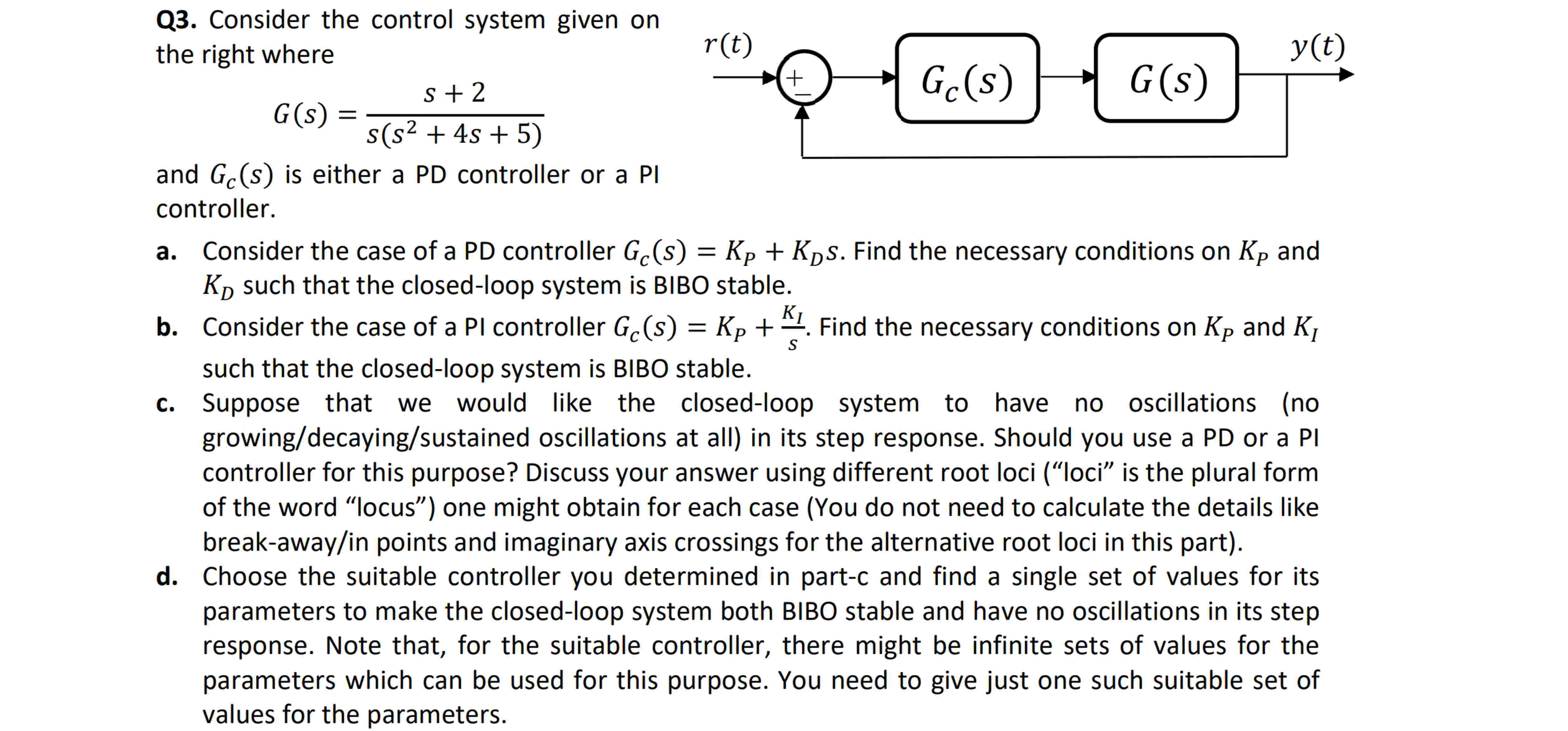 Solved Q3. ﻿Consider the control system given onthe right | Chegg.com