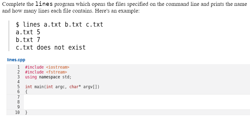 Solved Complete the lines program which opens the | Chegg.com