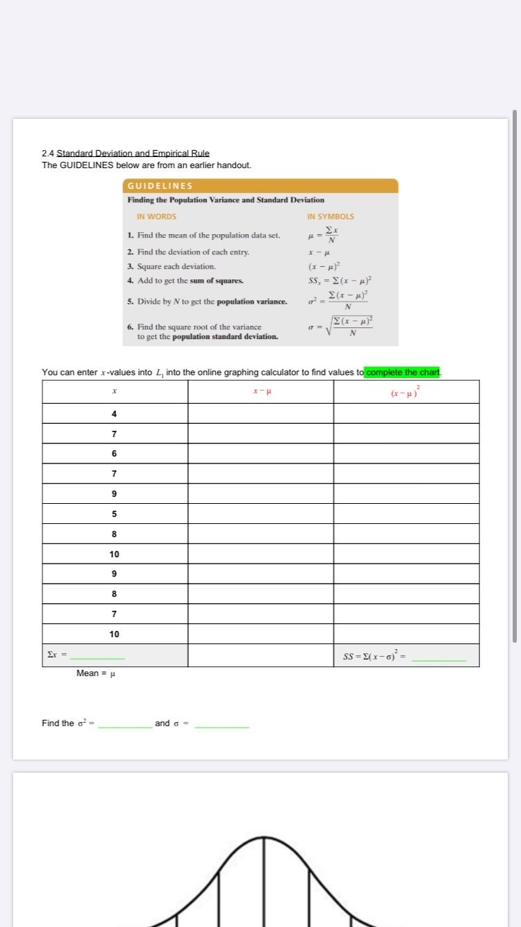 Solved 2.4 Standard Deviation and Empirical Rule The | Chegg.com