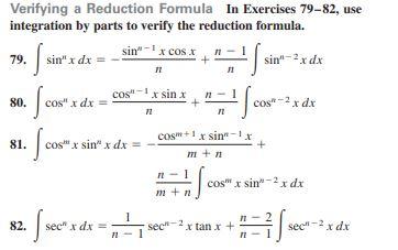 Solved Verifying a Reduction Formula In Exercises 79-82, use | Chegg.com