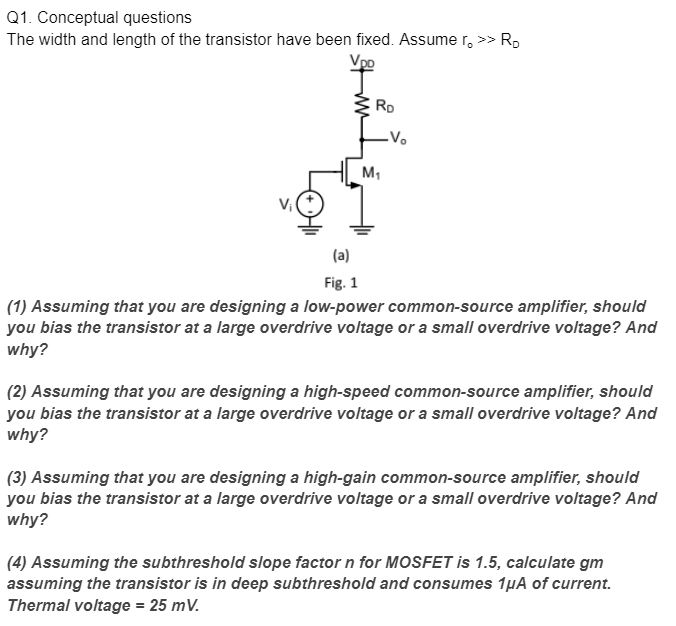 Q1. Conceptual questions The width and length of the | Chegg.com