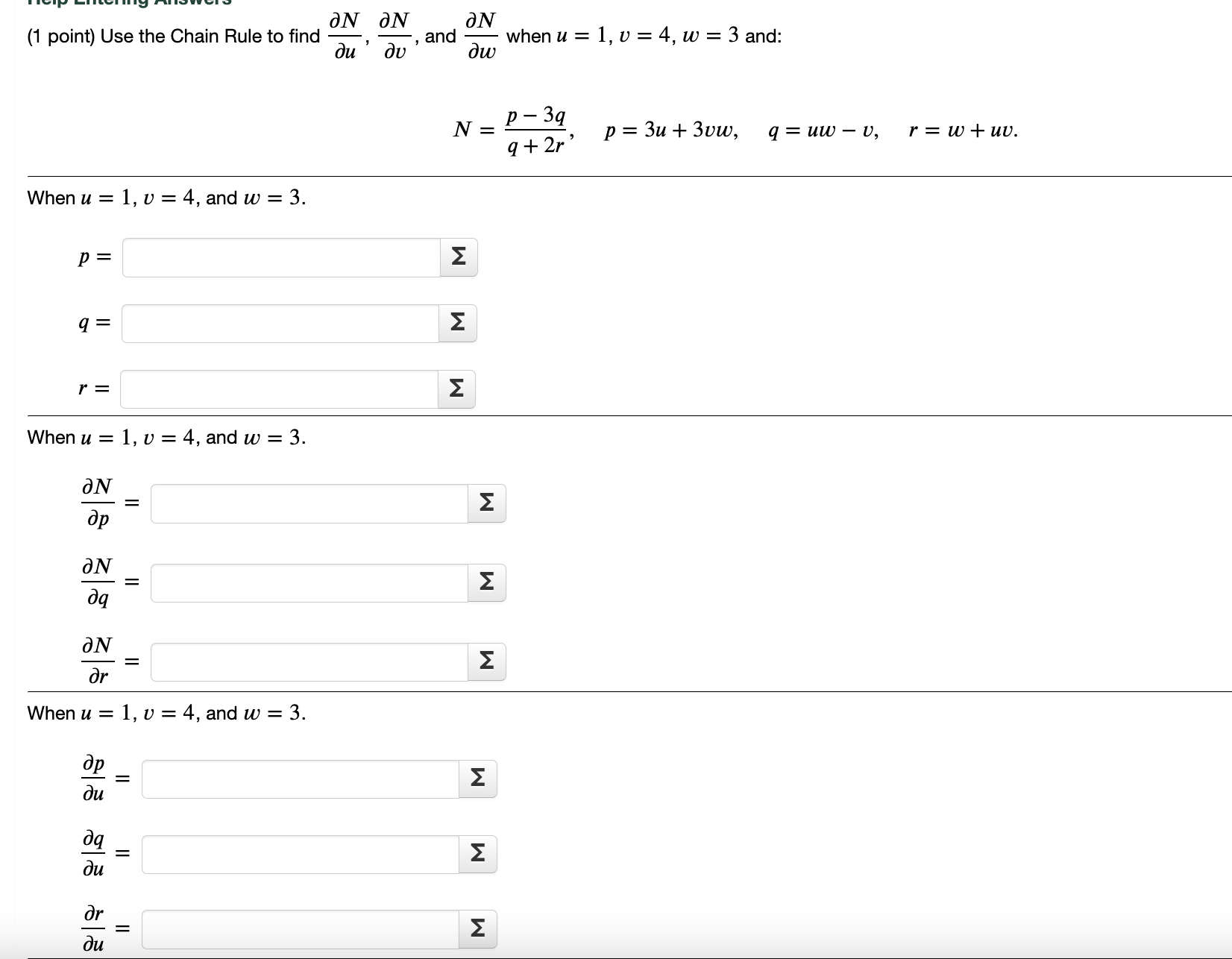 Solved 1 Point Use The Chain Rule To Find ∂u∂n ∂v∂n And