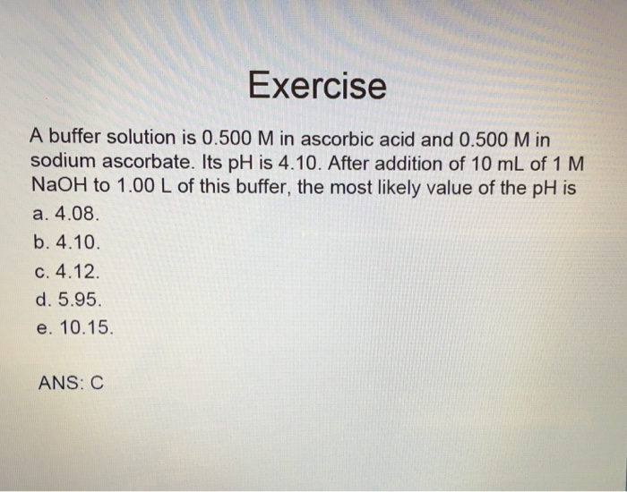 Solved Exercise A buffer solution is 0.500 M in ascorbic | Chegg.com