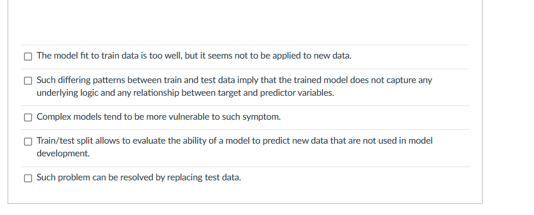 Solved In developing an estimation model, you split data | Chegg.com