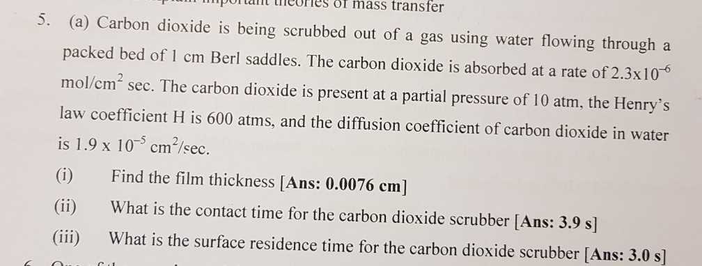 Solved Please Help With This Mass Transfer Question | Chegg.com