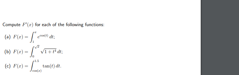 Solved Compute F'(x) for each of the following functions: | Chegg.com