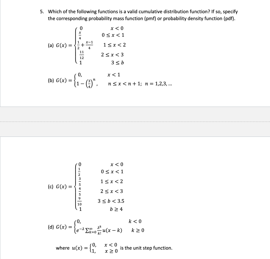 Solved 5. Which of the following functions is a valid | Chegg.com
