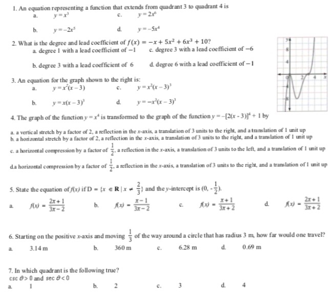 Solved An equation representing a function that extends from | Chegg.com