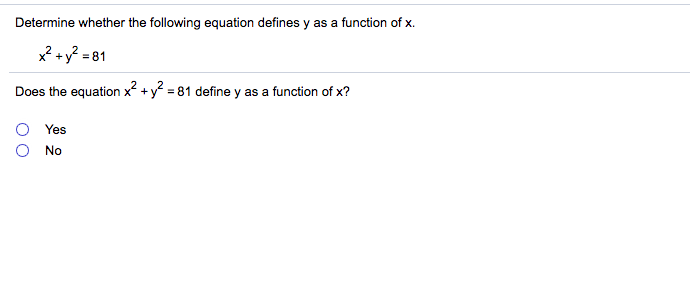 Solved Determine whether the following equation define y as | Chegg.com