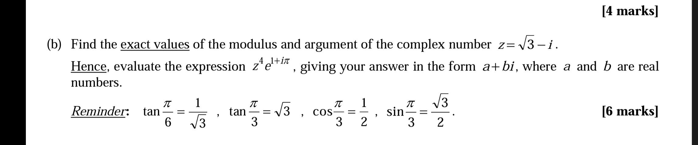 Solved [4 Marks In > (b) Find The Exact Values Of The | Chegg.com