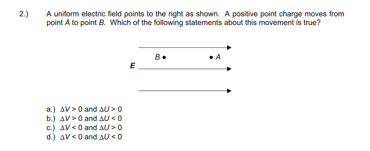 Solved 2.) A uniform electric field points to the right as | Chegg.com