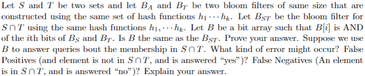 Let S And T Be Two Sets And Let BA And Bt Be Two | Chegg.com