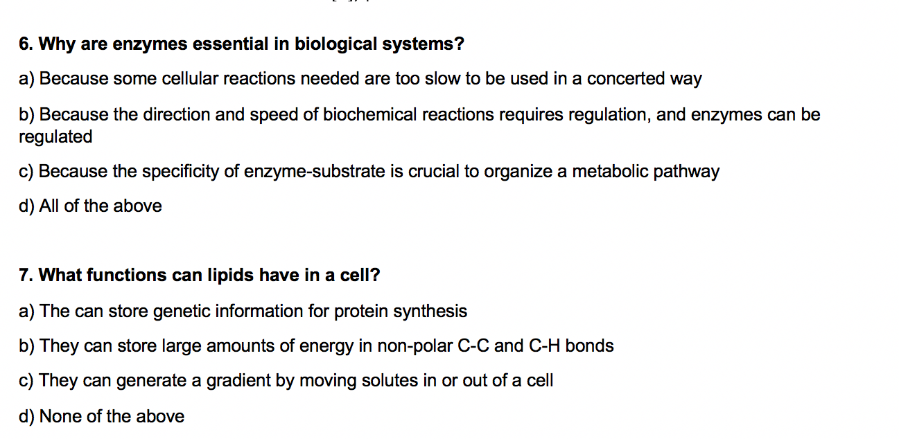 Solved 6. Why are enzymes essential in biological systems?