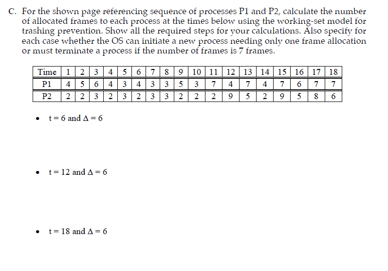 Solved C. For the shown page referencing sequence of | Chegg.com