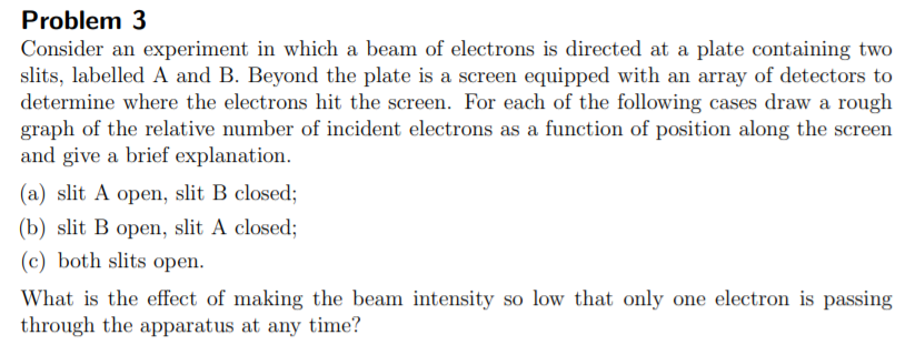 Solved Problem 3 Consider an experiment in which a beam of | Chegg.com