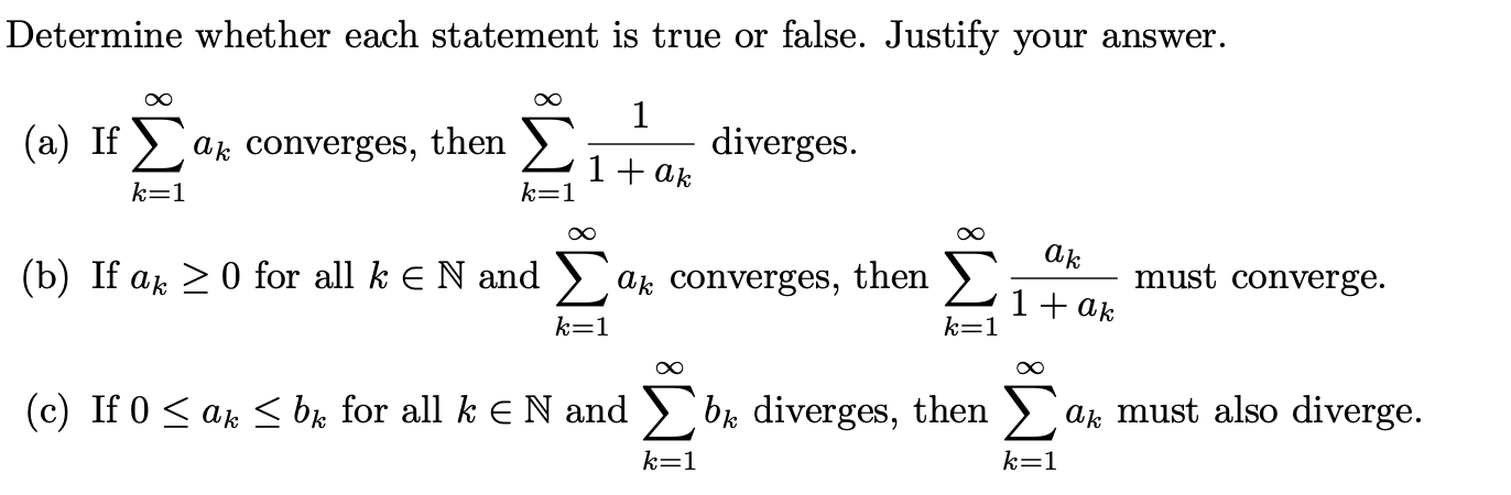 Solved Determine whether each statement is true or false. | Chegg.com