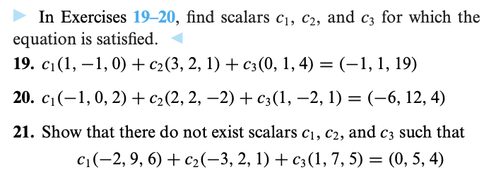 Solved in exercises 19 20 find scalars c1 c2 and c3 for chegg