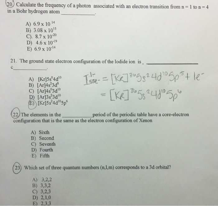 Solved 20) Calculate the frequency of a photon associated | Chegg.com