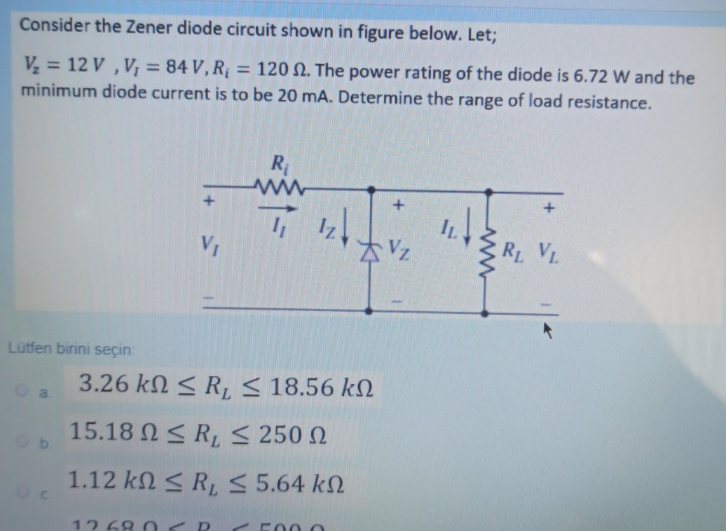 Solved Consider The Zener Diode Circuit Shown In Figure | Chegg.com