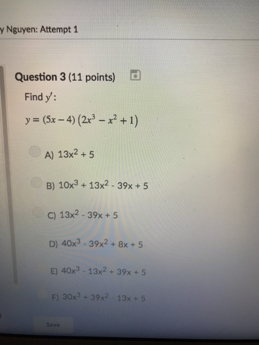 Solved y Nguyen: Attempt 1 Question 3 (11 points) Find y: | Chegg.com