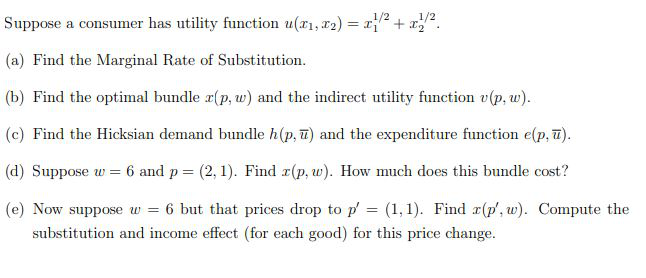 Solved 1 2 Suppose A Consumer Has Utility Function U 11 Chegg Com