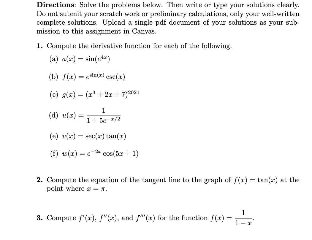 Solved Directions Solve The Problems Below Then Write O Chegg Com