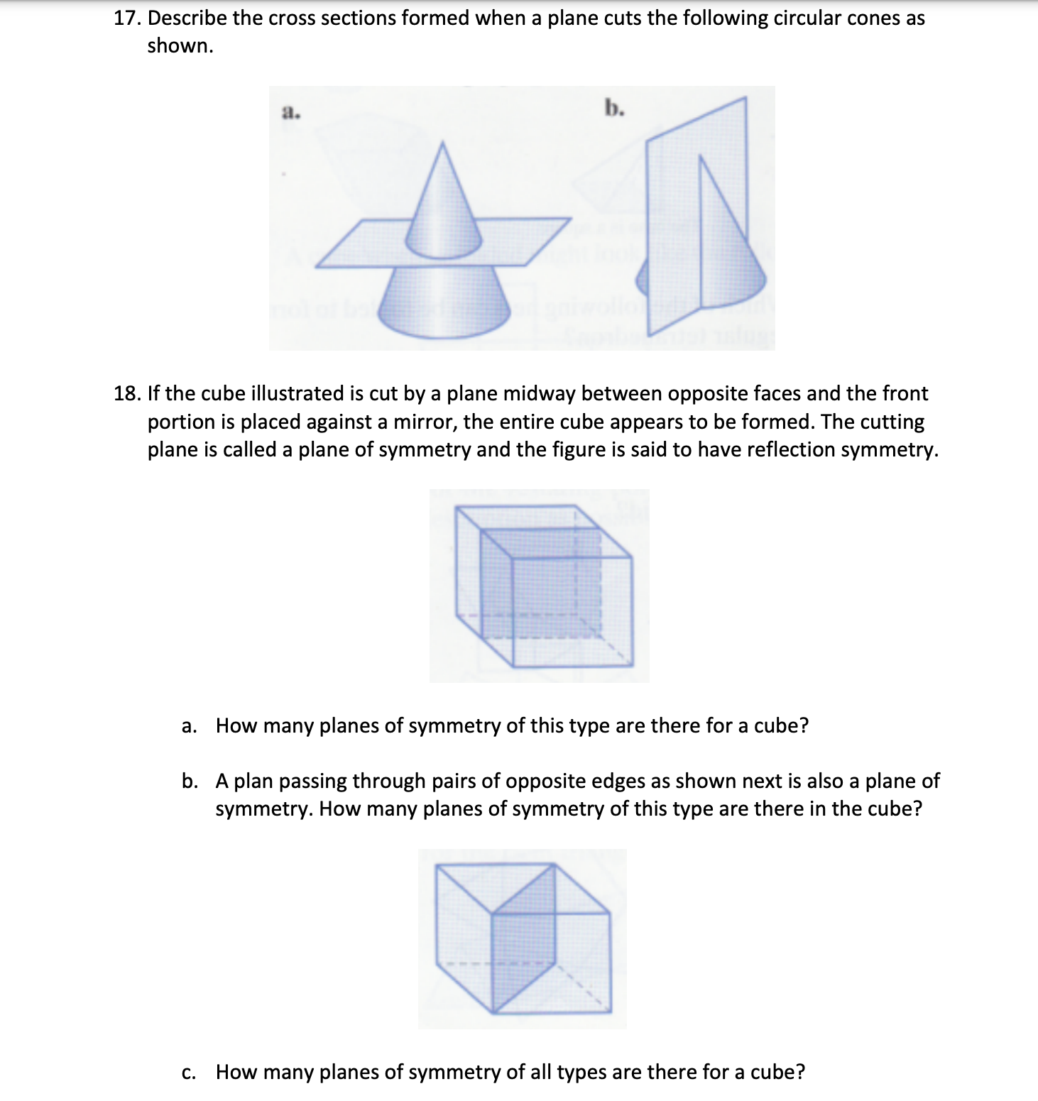 Solved 17. Describe the cross sections formed when a plane | Chegg.com