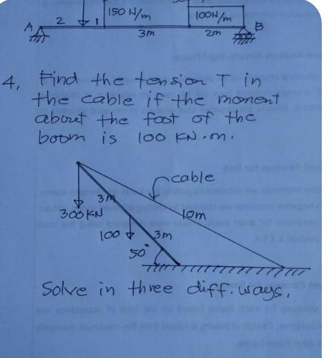 Solved 150 M Loon M 2 Zm 2m 4 Find The Tension T In The Chegg Com